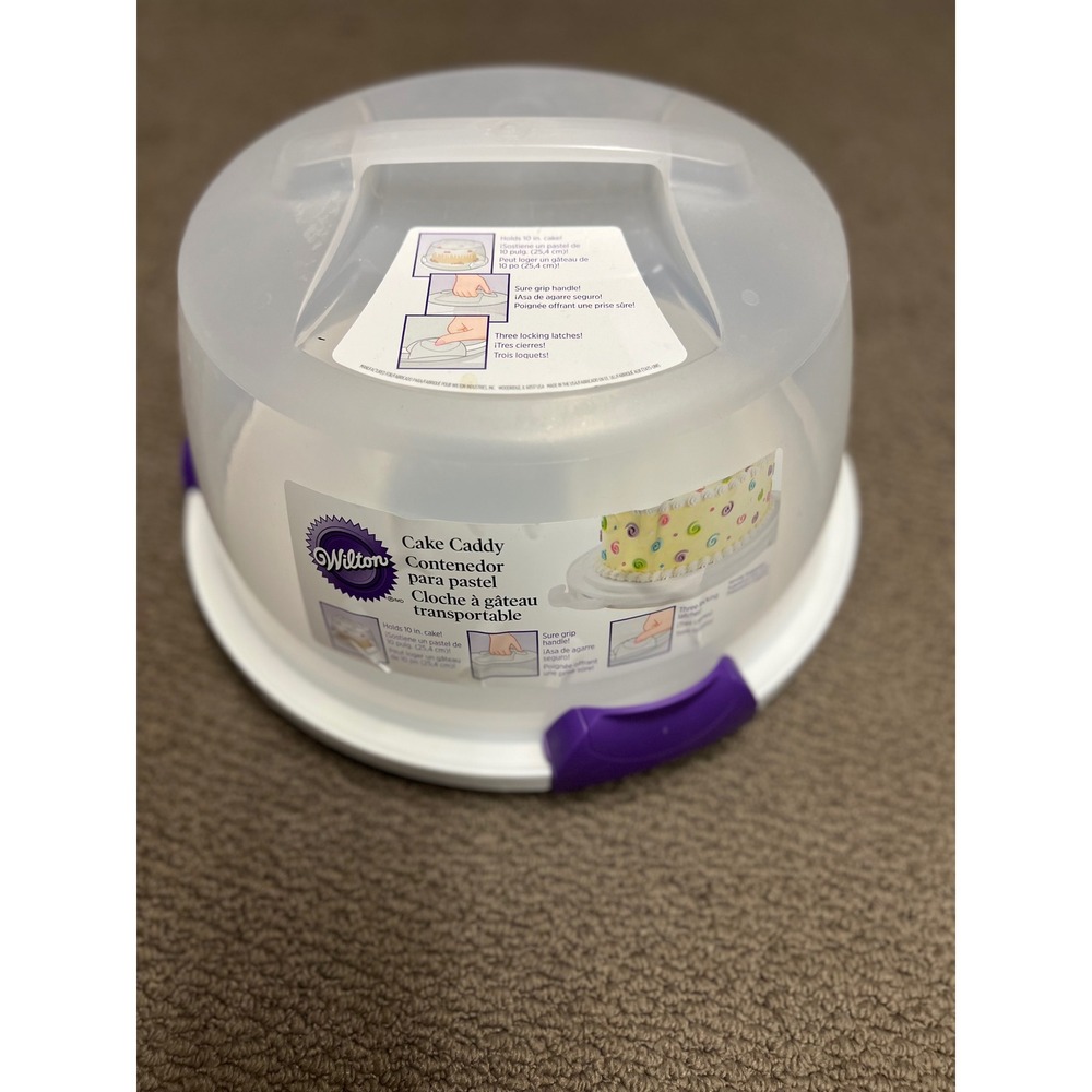 Wilton Cake Caddy 10 Inch Round Cake Carrier Translucent Purple White 2105-9958